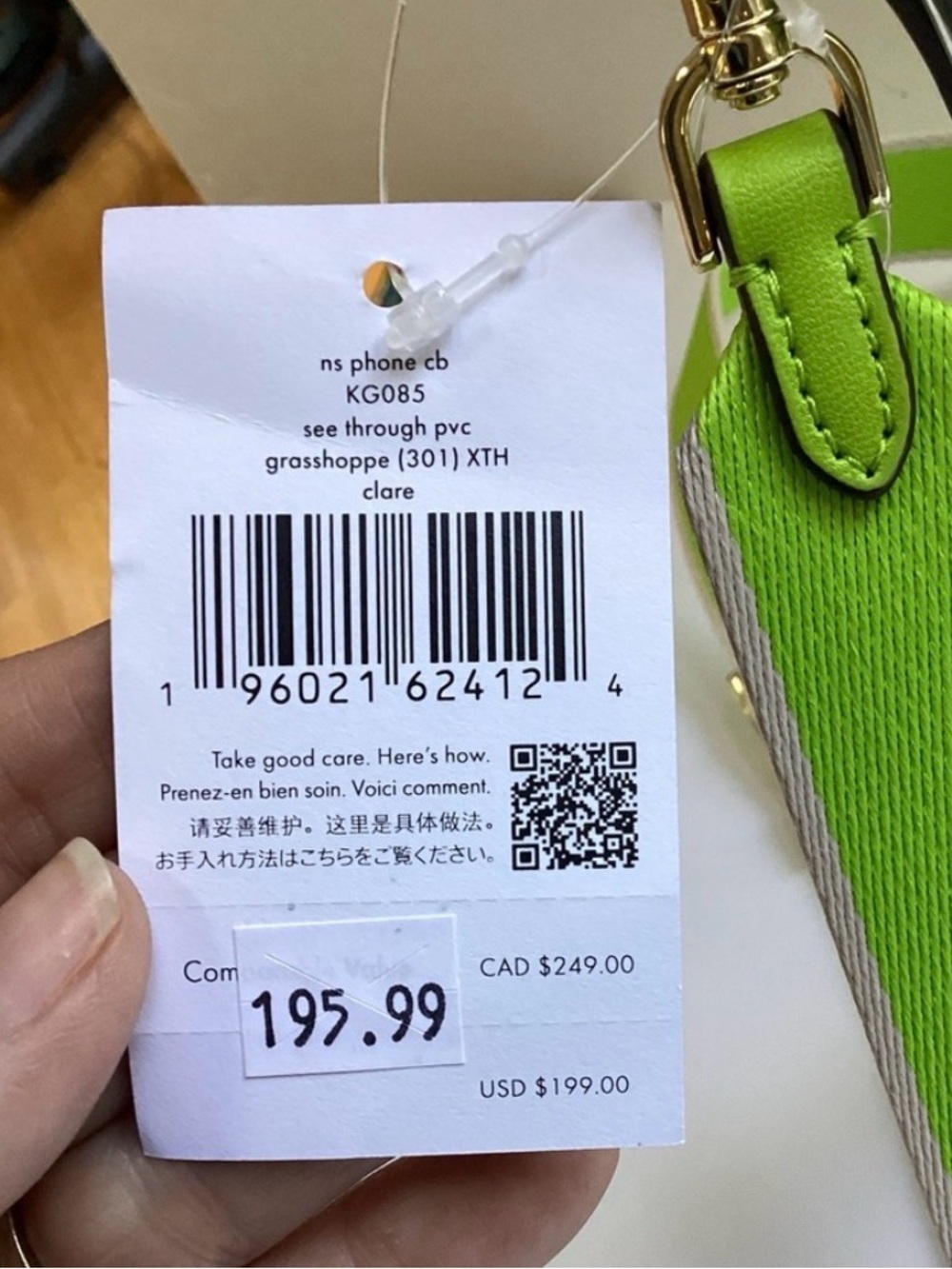 kate spade Clear Crossbody Bag with Lime Green Trim - Picture 5 of 5